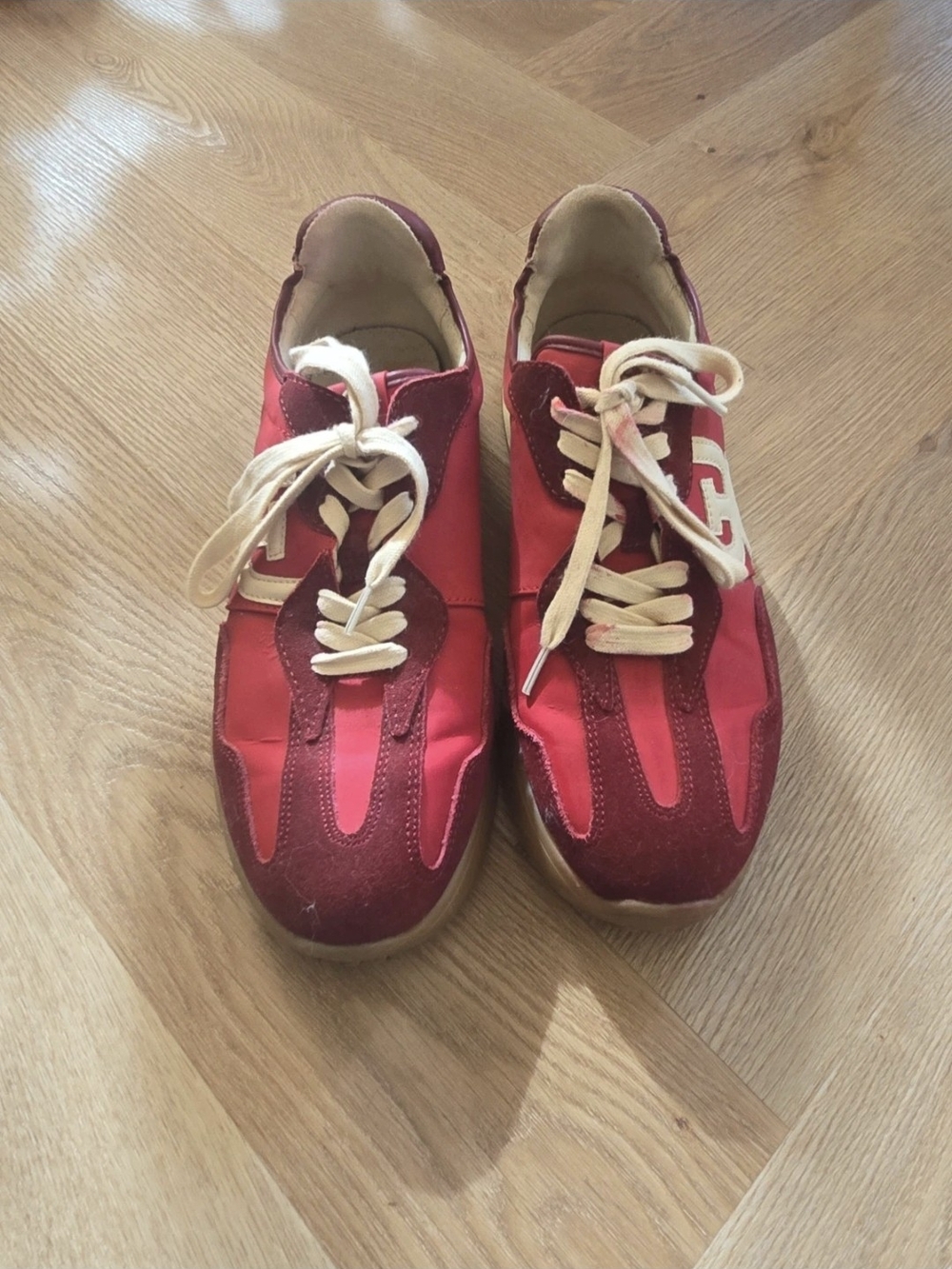 Sam Edelman Red Men's Sneakers with Cream Laces